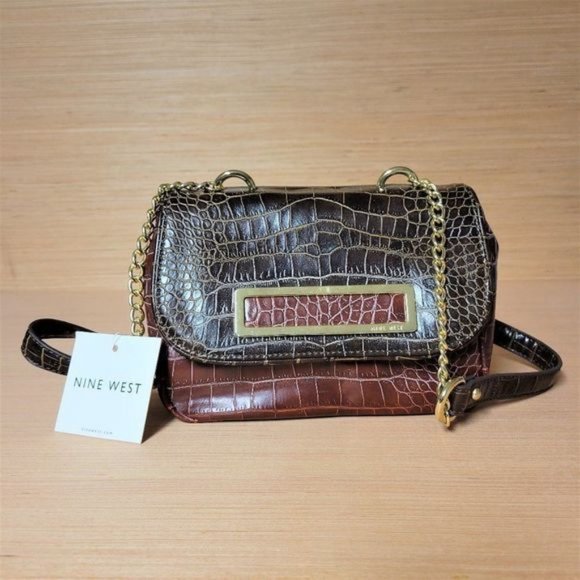 Animal Print Croc Embossed Crossbody Handbag - Picture 1 of 5